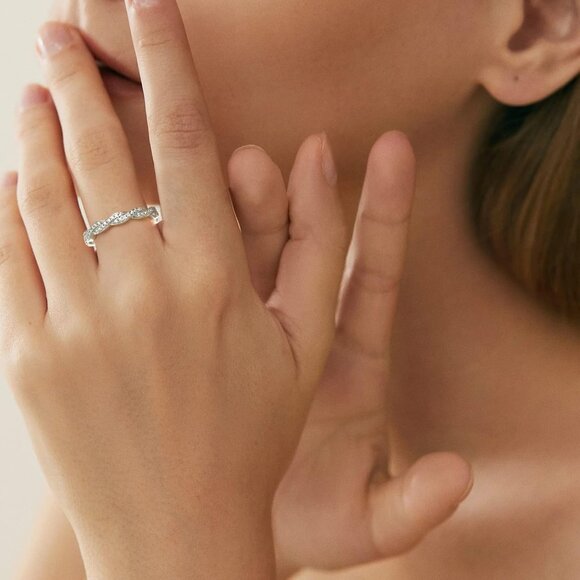 Women Stackable Eternity 925 Sterling Silver Wedding Ring - Picture 5 of 7